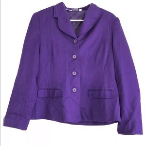 Silk Collection Blazer Jacket Womens Size 8 Purple Silk Wool Button Down Lined